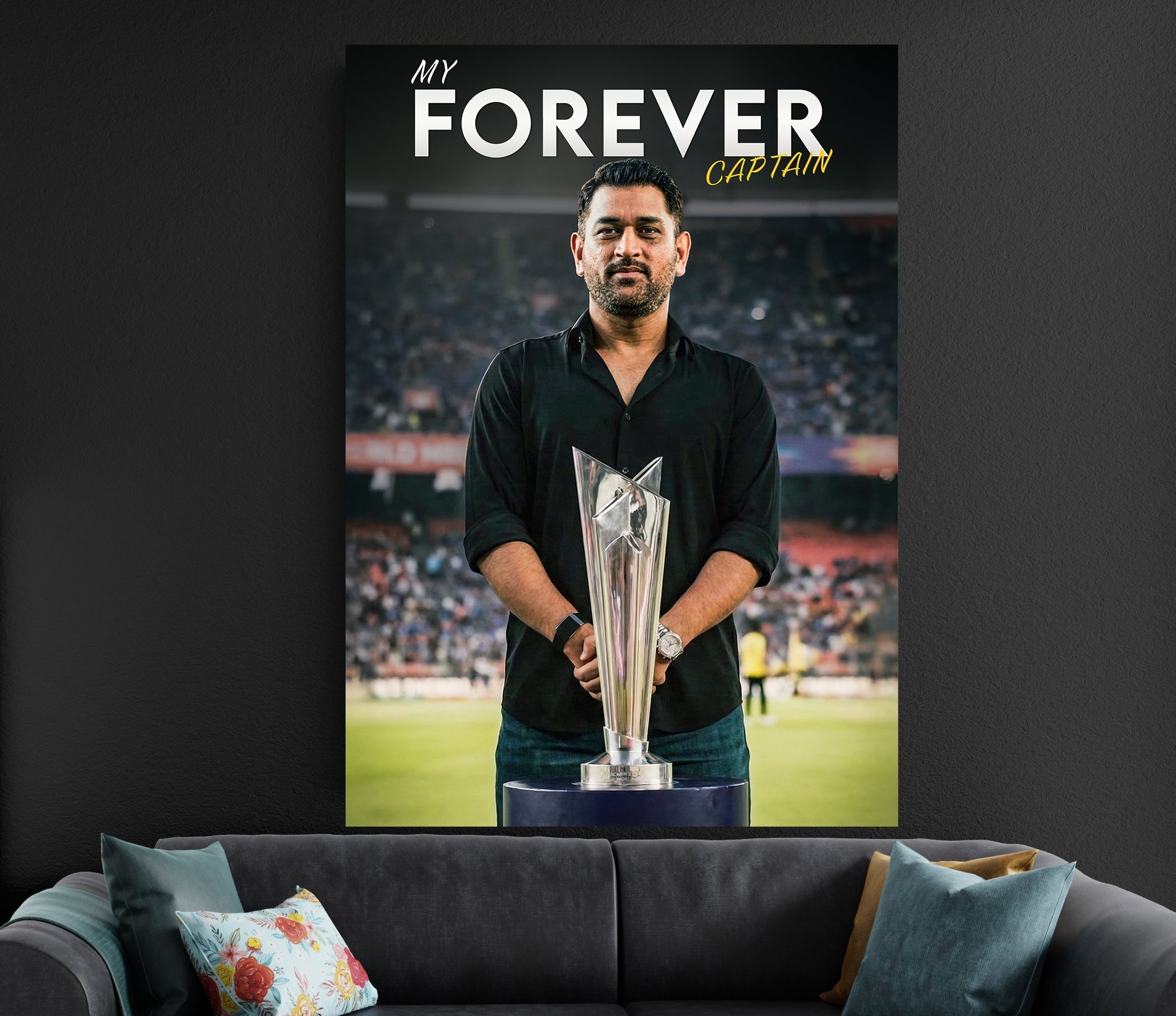 MS Dhoni ICC World Cup Forever Captain Poster | Indian Cricket Wall Art Lazywalls